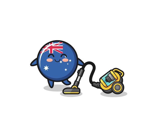 Cute australia flag holding vacuum cleaner illustration