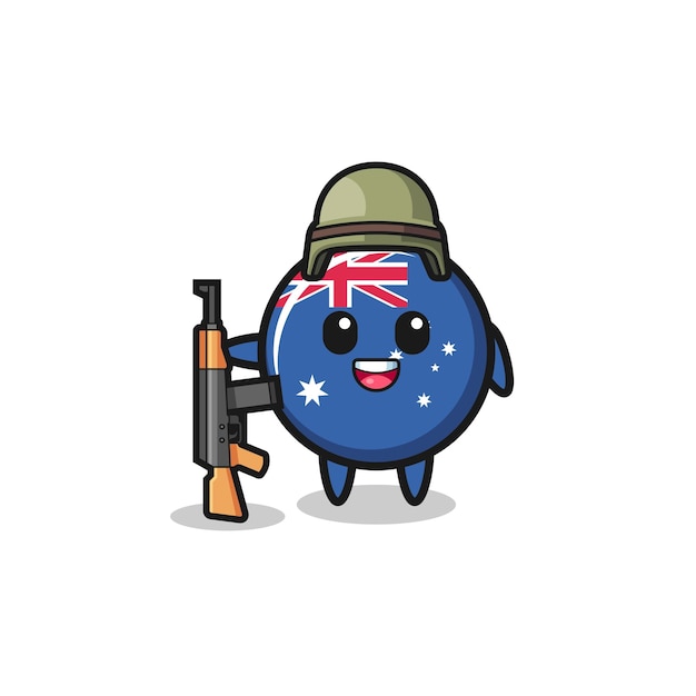 Cute australia flag mascot as a soldier  cute design