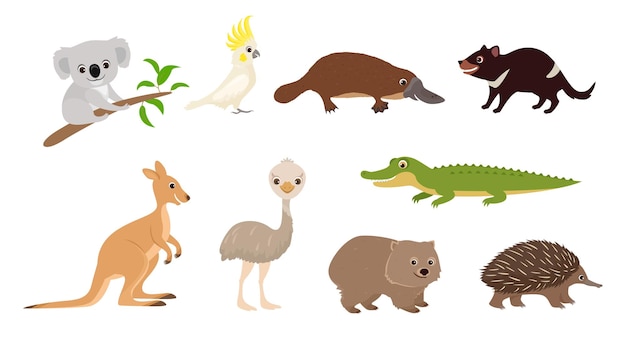 Cute Australian animals set