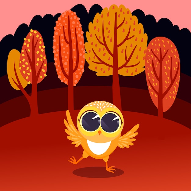 Cute autumn background with owl