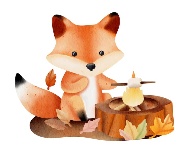 Cute autumn fox illustration