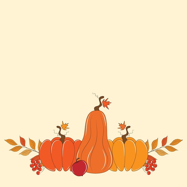 Cute autumn illustration with pumpkins