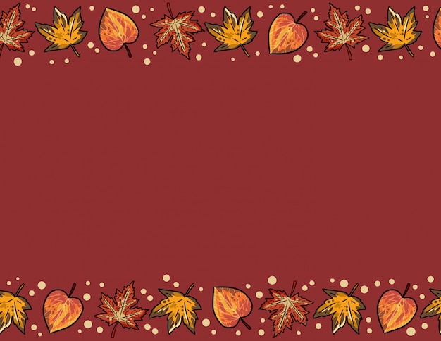 Vector cute autumn maple and aspen leaves seamless pattern. fall decoration background texture tile. space for text