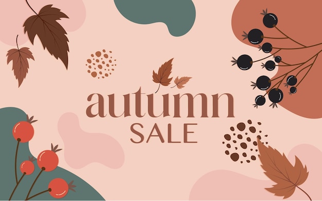 Cute autumn sale banner with leaves