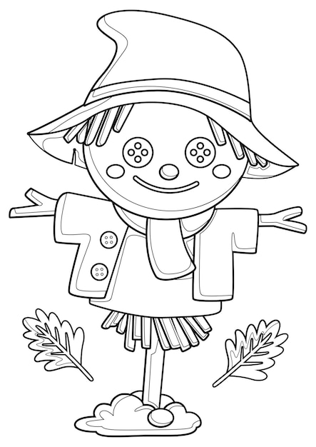 Cute autumn scarecrow coloring pages a4 for kids and adult