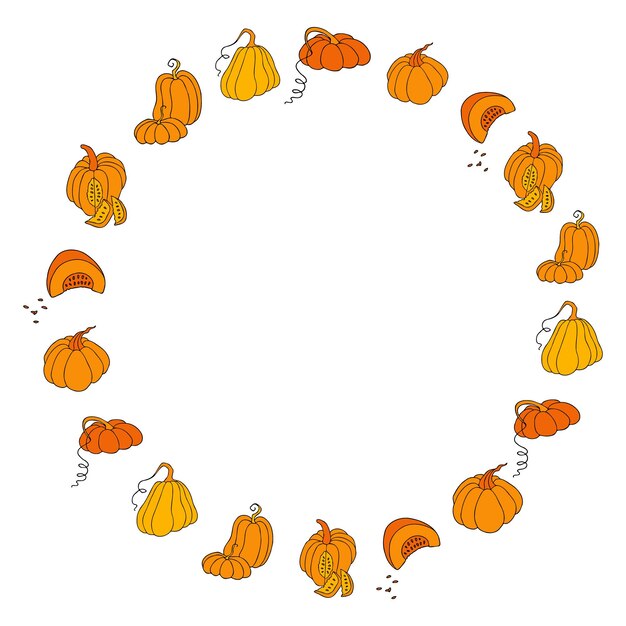 Cute autumn vector illustration hand drawn pumpkins