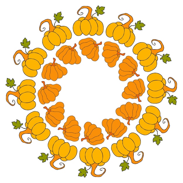 Cute autumn vector illustration hand drawn pumpkins