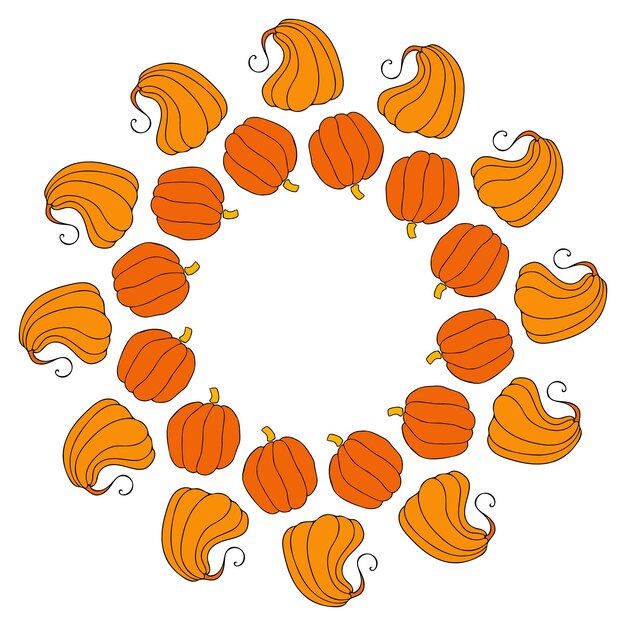 Cute autumn vector illustration hand drawn pumpkins