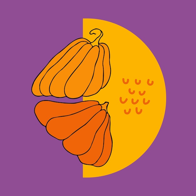 Cute autumn vector illustration hand drawn pumpkins