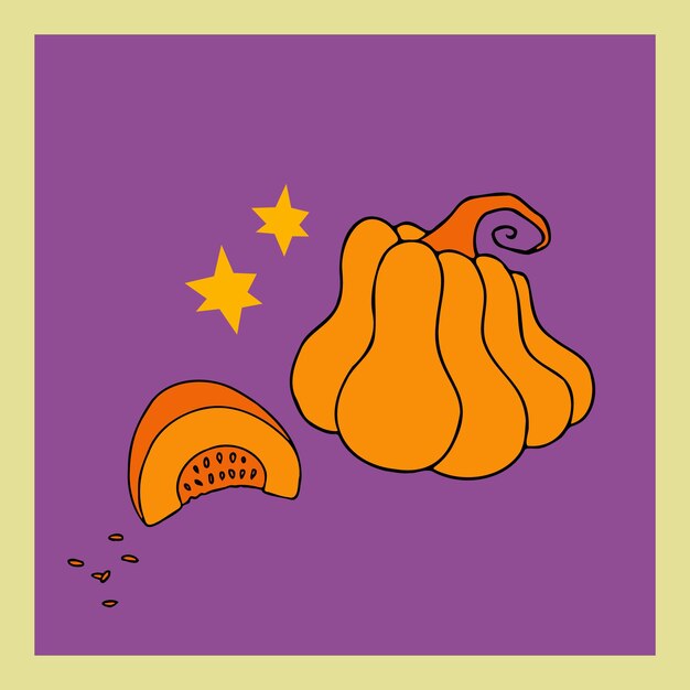 Cute autumn vector illustration hand drawn pumpkins