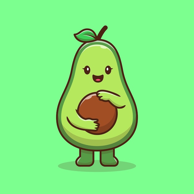 Cute avocado cartoon icon