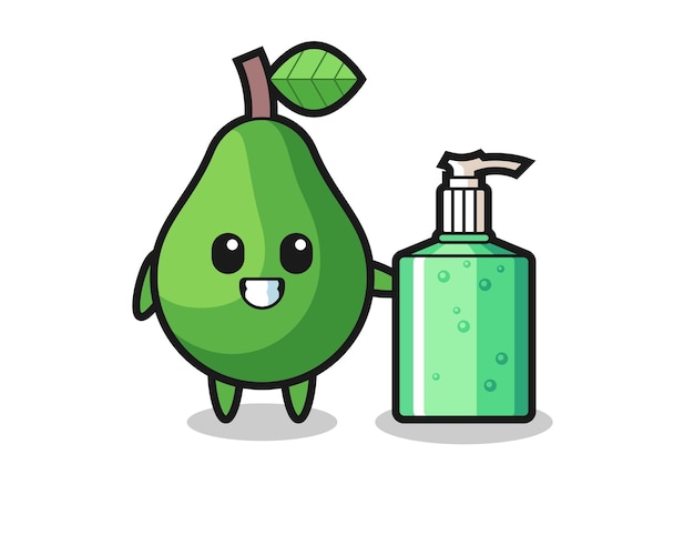 Cute avocado cartoon with hand sanitizer , cute style design for t shirt, sticker, logo element