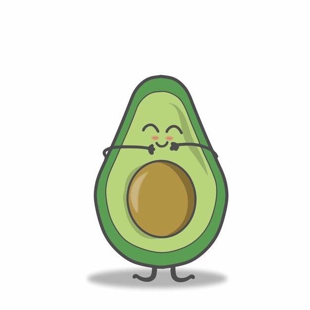 Illustrazione di disegno del modello vettoriale di carattere carino avocado