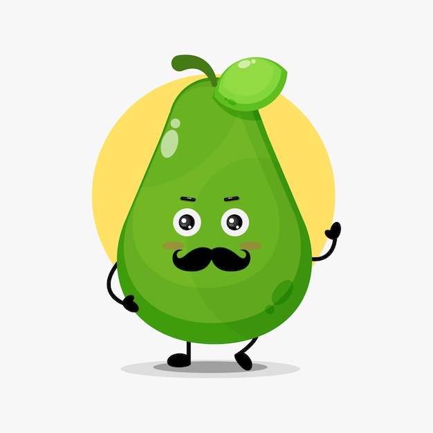 Cute avocado character with mustache