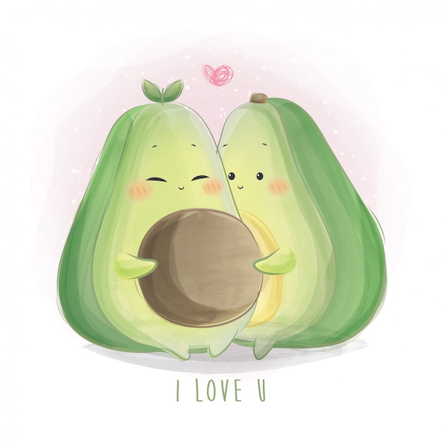 Cute avocado couple