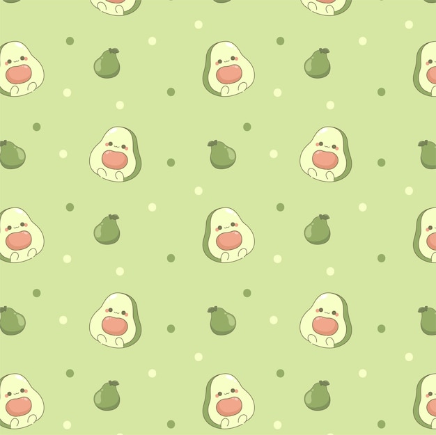 cute avocado kawaii seamless pattern