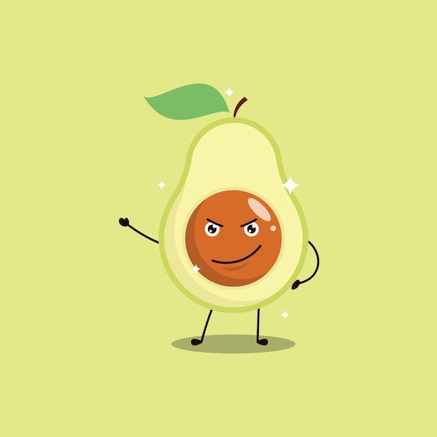 Carino avocado vector cartoon personaggio illustrazione semplice piatto deaign stile