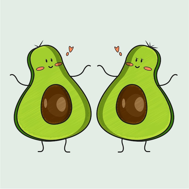 Vector cute avocados lovers