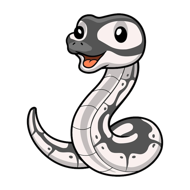Vector cute axanthic ball python cartoon
