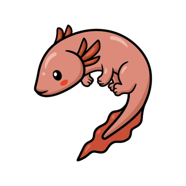 Simpatico cartone animato axolotl illustrazione vettoriale