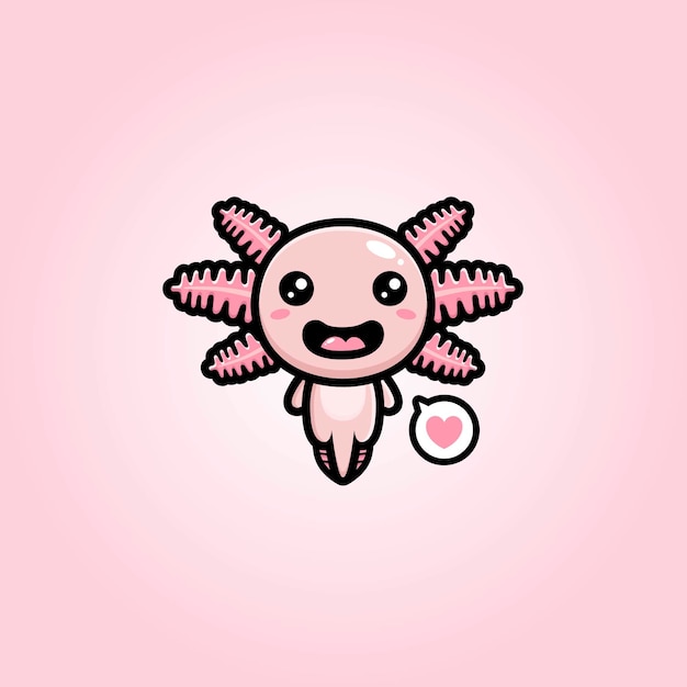 Vector cute axolotl mascot