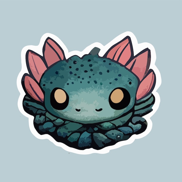 Cute Axolotl watercolor painting sticker, kawaii axolotl illustration clipart