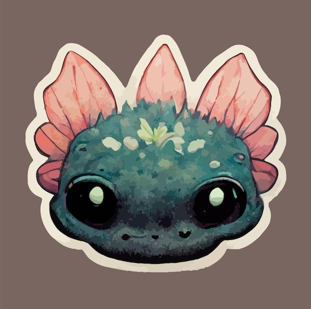 Cute Axolotl watercolor painting sticker, kawaii axolotl illustration clipart