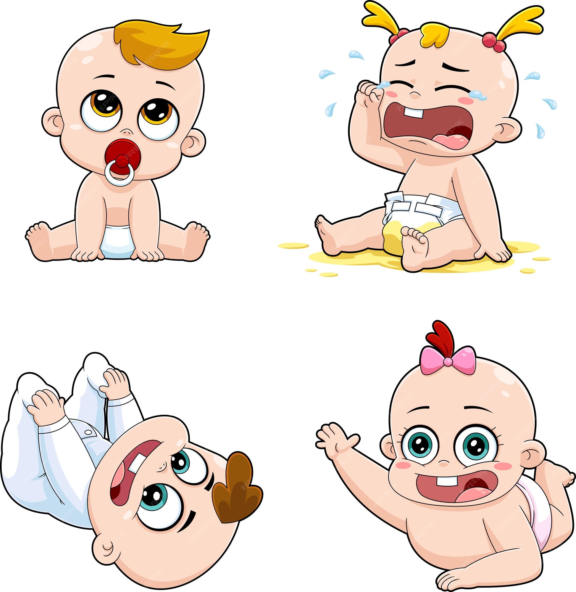 Premium Vector | Cute babies cartoon characters. vector hand drawn  collection set