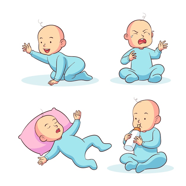 Vector cute baby activity vector illustration