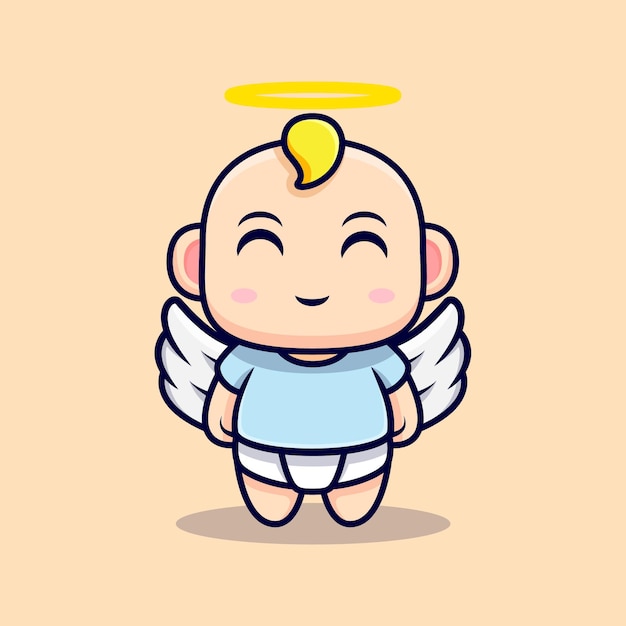 ベクトル かわいい赤ちゃんの天使は、ビージに翼を分離しています