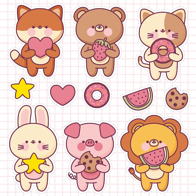 Vector cute baby animal set