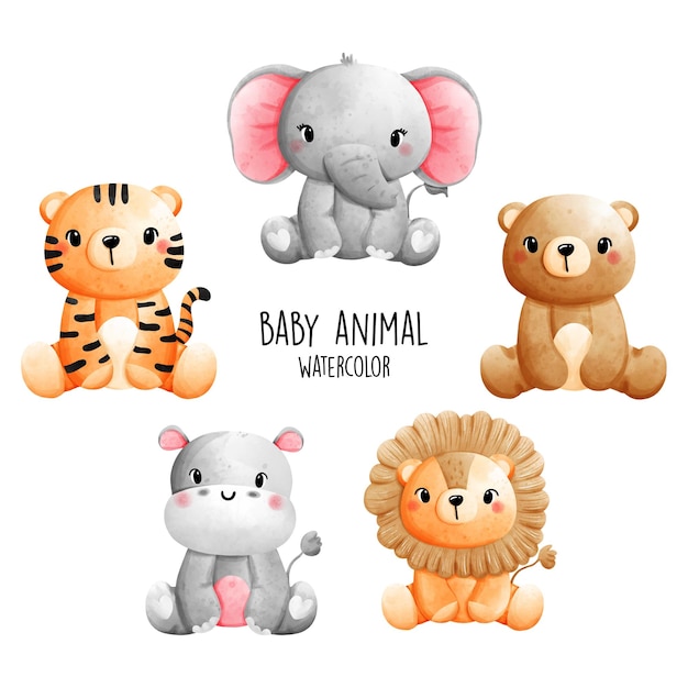 Cute baby animal vector illustration