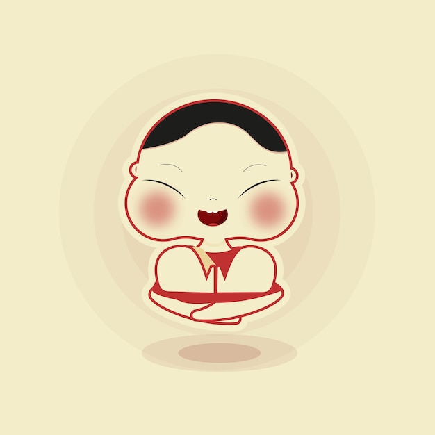 Vector cute baby asian floating