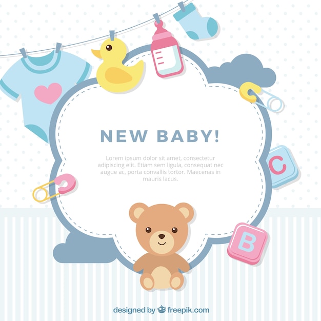 Cute baby background in flat style