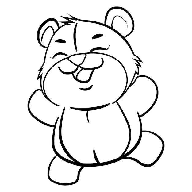 Cute Baby Bear Black and white Vector