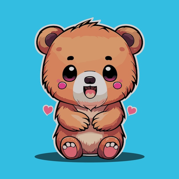 Vector cute baby bear sitting vector illustration