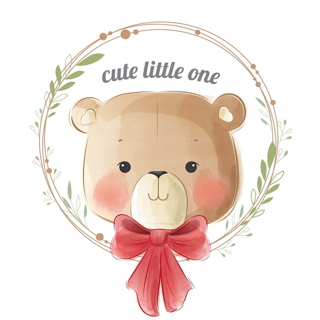 Cute baby bear in wreath