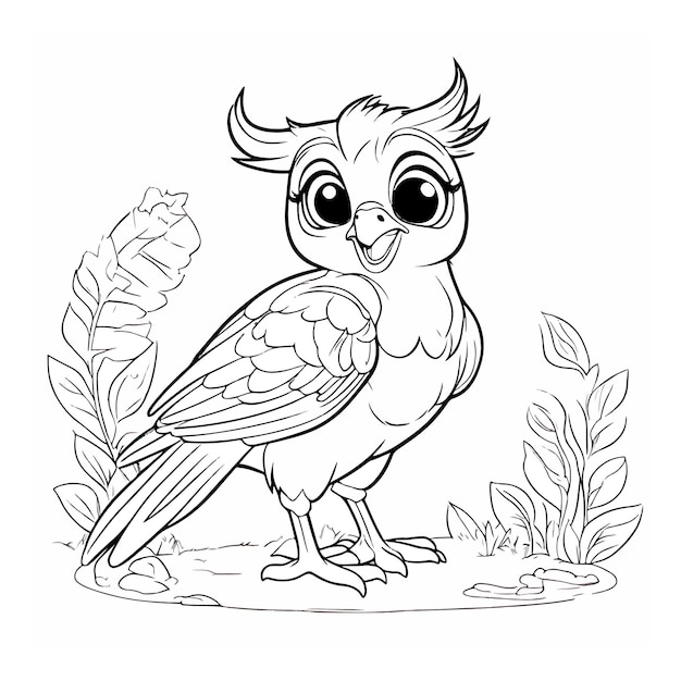 Cute baby bird for coloring book kids