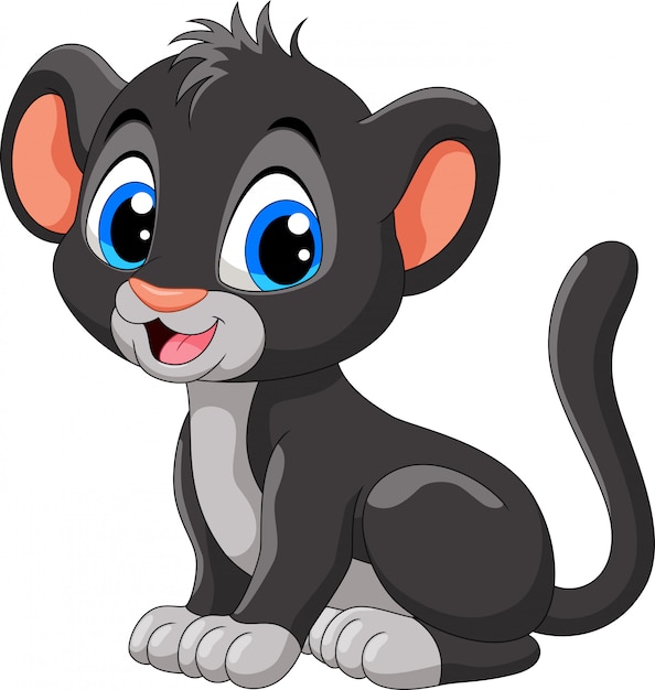 Cute baby black panther cartoon