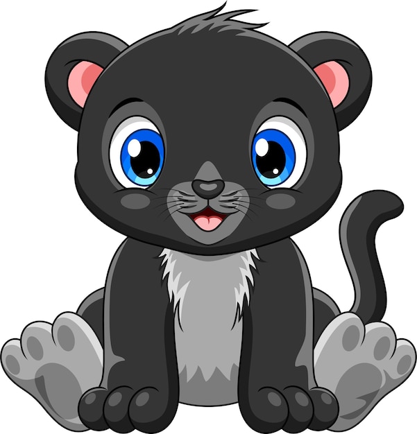 Vector cute baby black panther cartoon