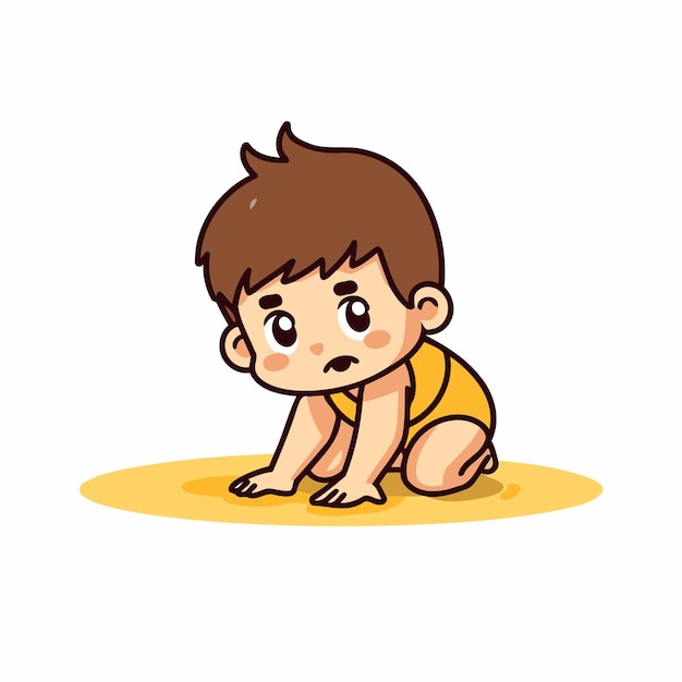 Cute baby boy crawling on the floor vector Illustration isolated on a white background