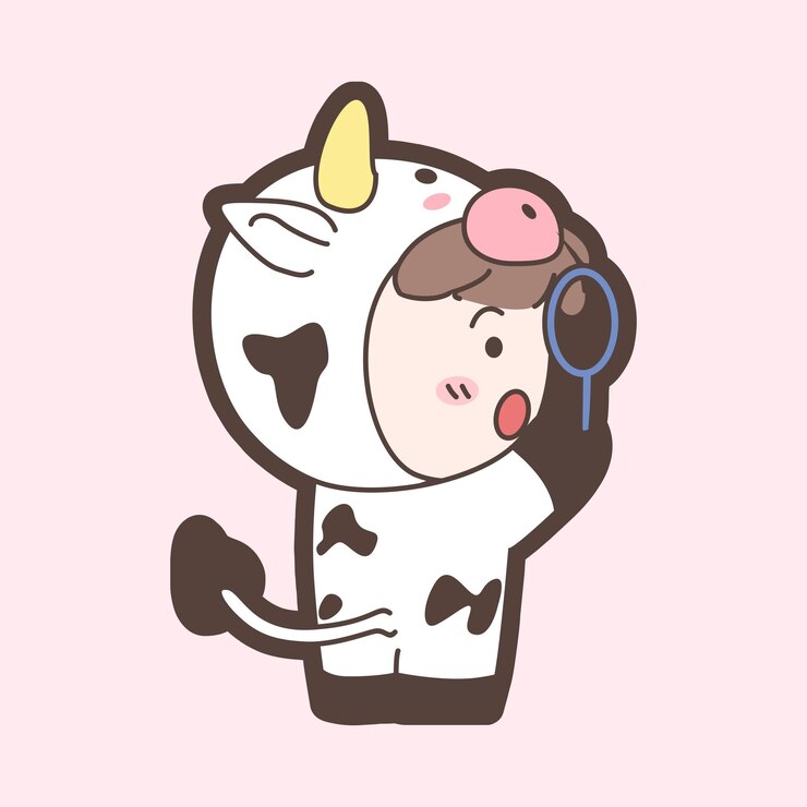 Vector 돋보기를 들고 귀여운 아기 소년 만화 벡터 아이콘 그림