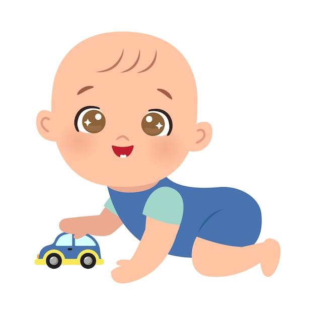 車のおもちゃで遊ぶかわいい男の子