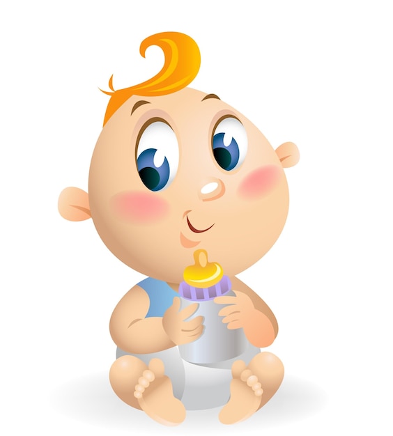 Vector cute baby boy sitting on a white background vector illustration