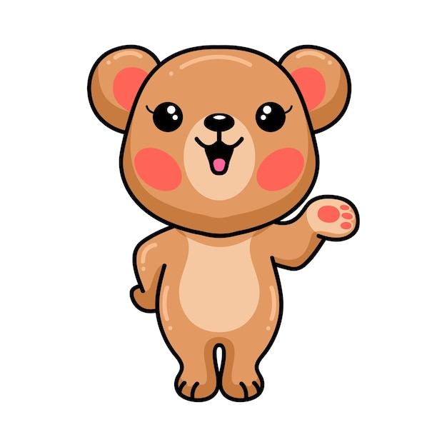 Cute baby brown bear cartoon presenting