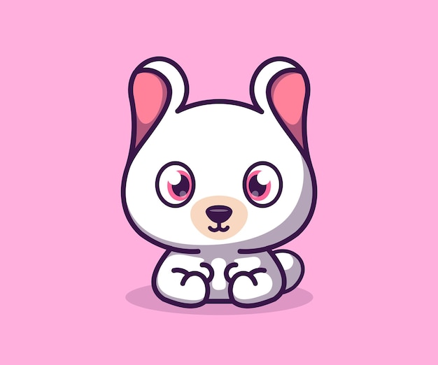 cute baby bunny illustration mascot icon flat cartoon style