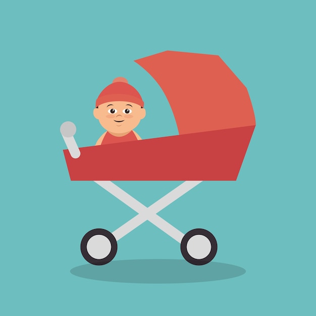 Cute baby in cart vector illustration design