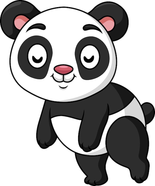 Cute baby cartoon panda on white background