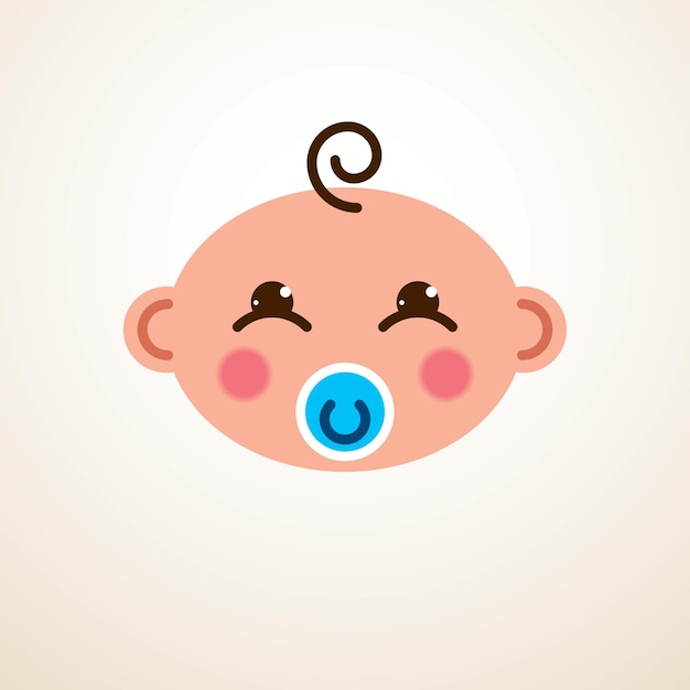 Vector cute baby cartoon vector flat icon, adorable happy and child with nipple emoji.