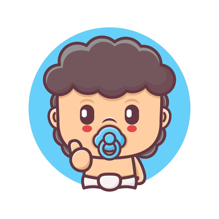 Vector 엄지손가락으로 귀여운 아기 만화